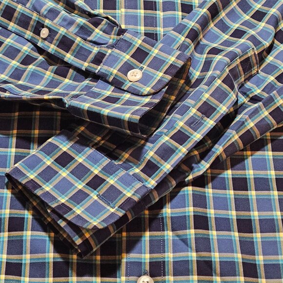Mens Duluth Trading Co. Blue Plaid Long Sleeve Button-Down Shirt Cotton Blend Cl - Picture 6 of 16